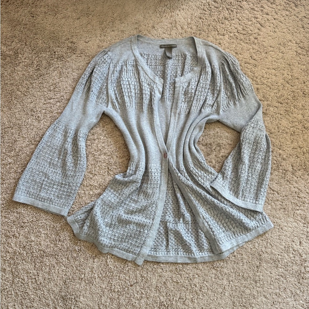 Gray Knit Cardigan with flare sleeves